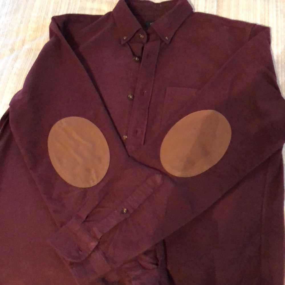 J.crew cotton-wool elbow patch shirt in solid.